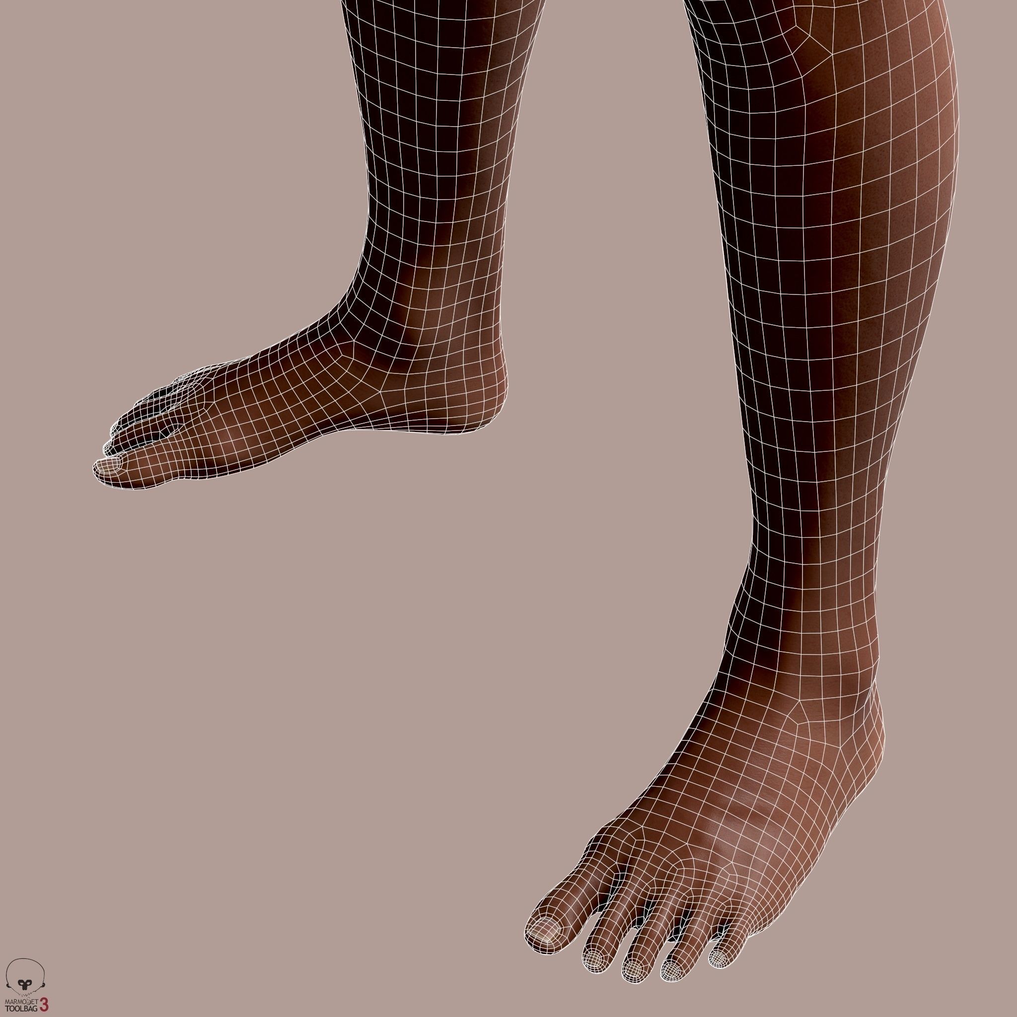 Average Black Female Body Low-poly 3D model_38