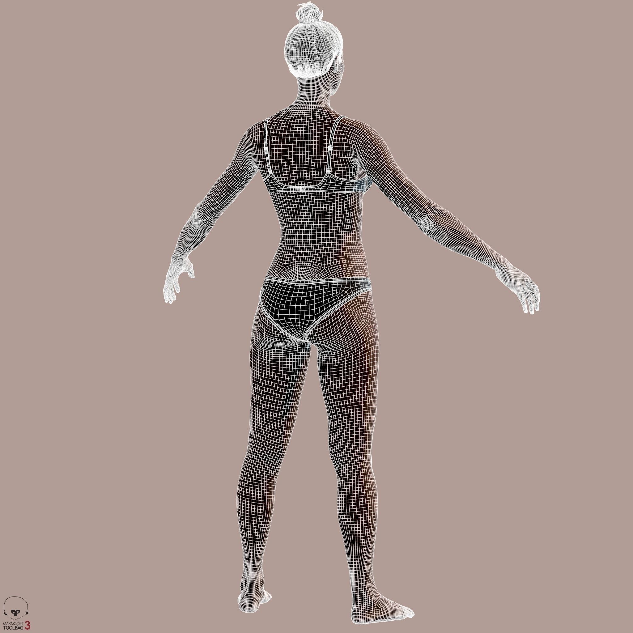 Average Black Female Body Low-poly 3D model_36