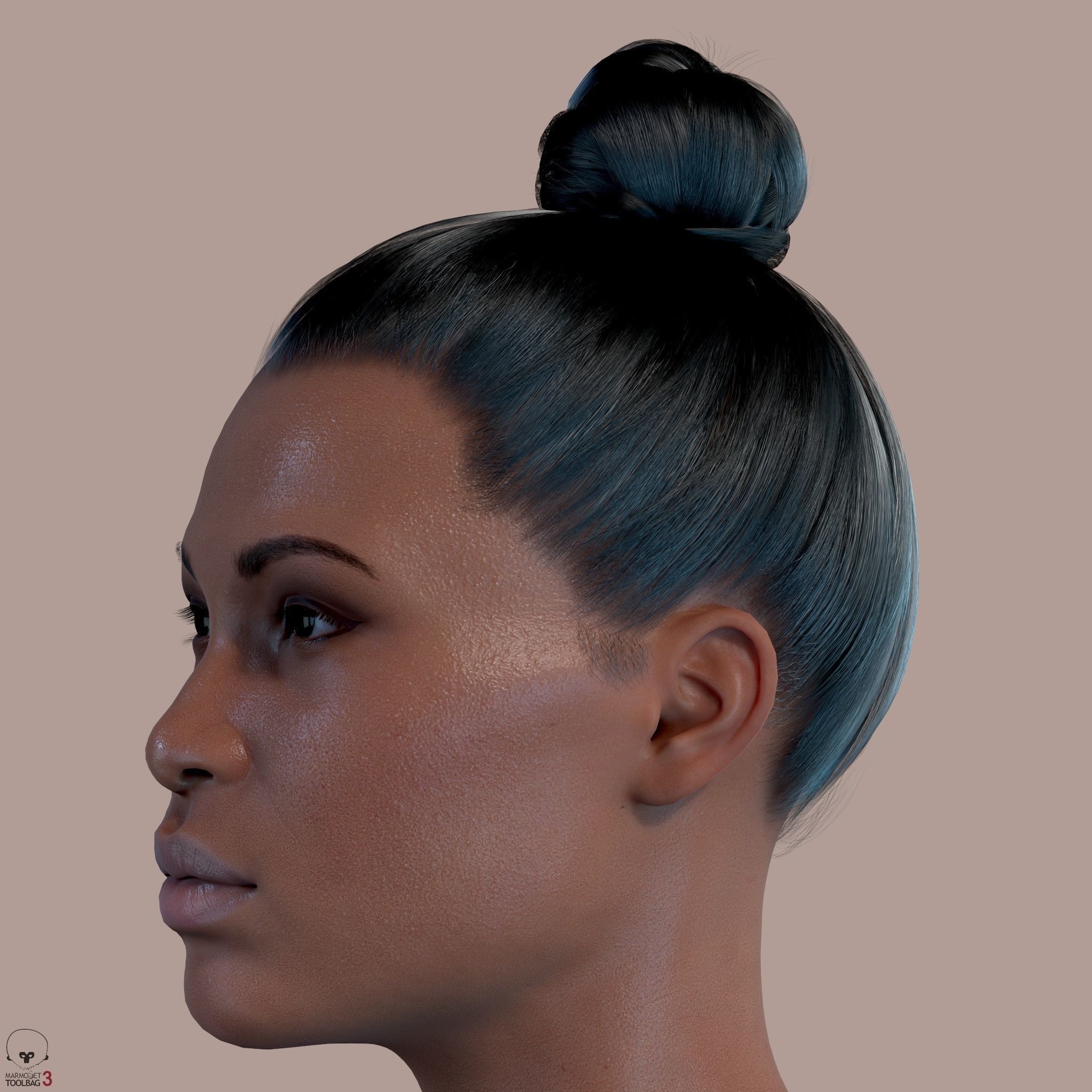 Average Black Female Body Low-poly 3D model_28