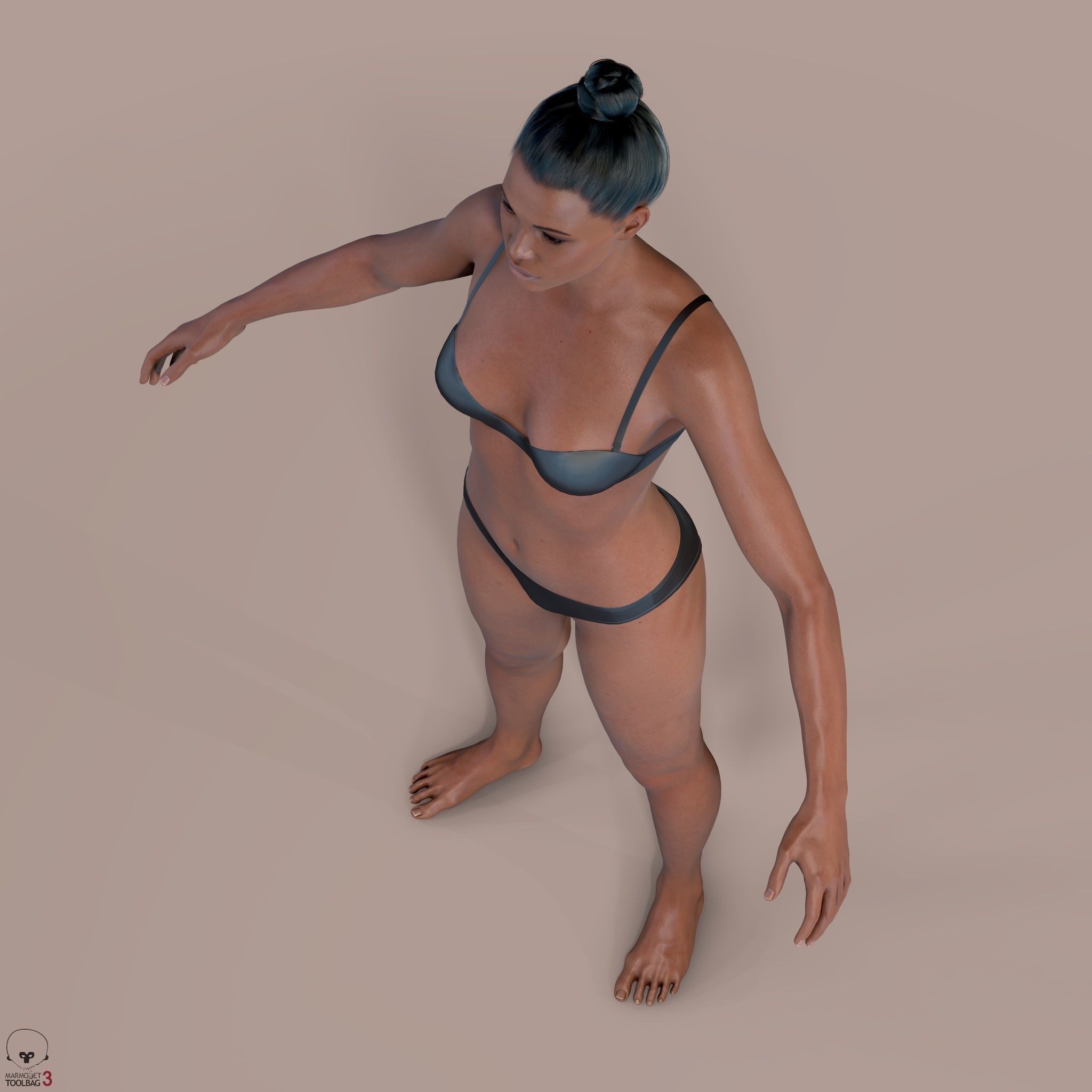 Average Black Female Body Low-poly 3D model_22
