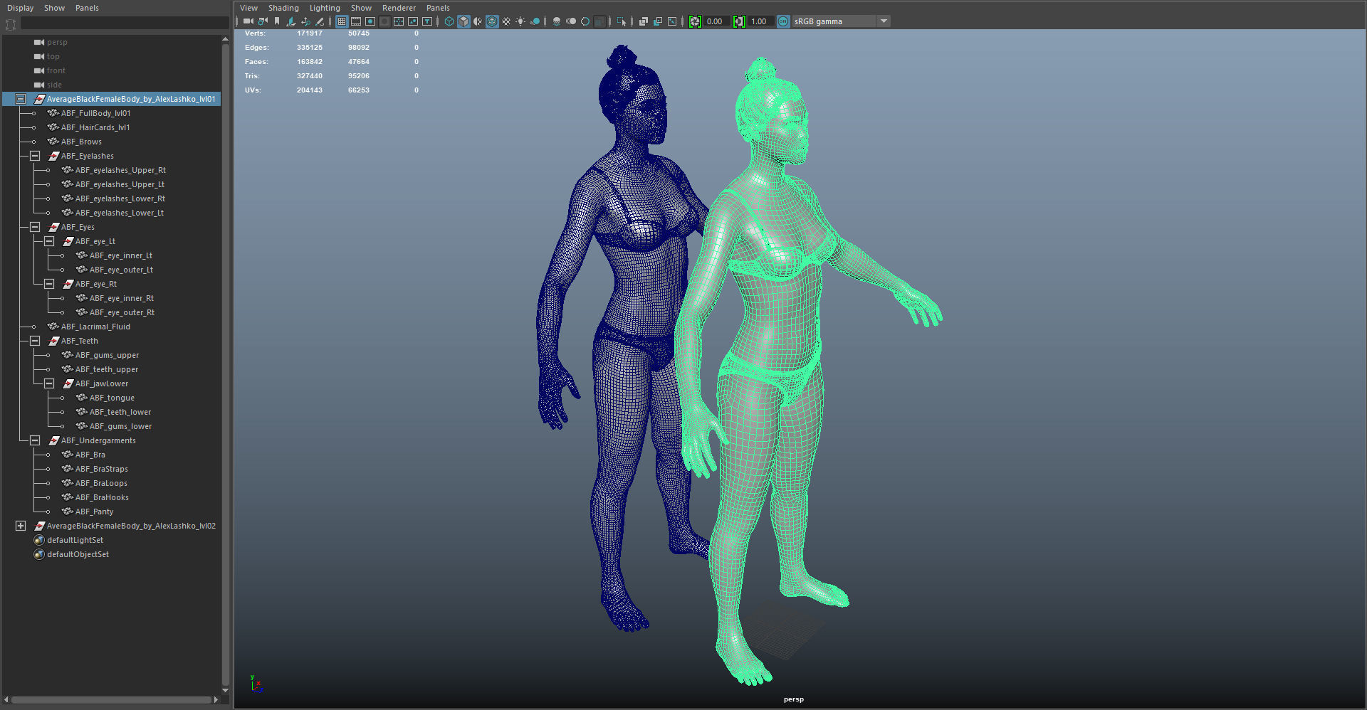 Average Black Female Body Low-poly 3D model_59