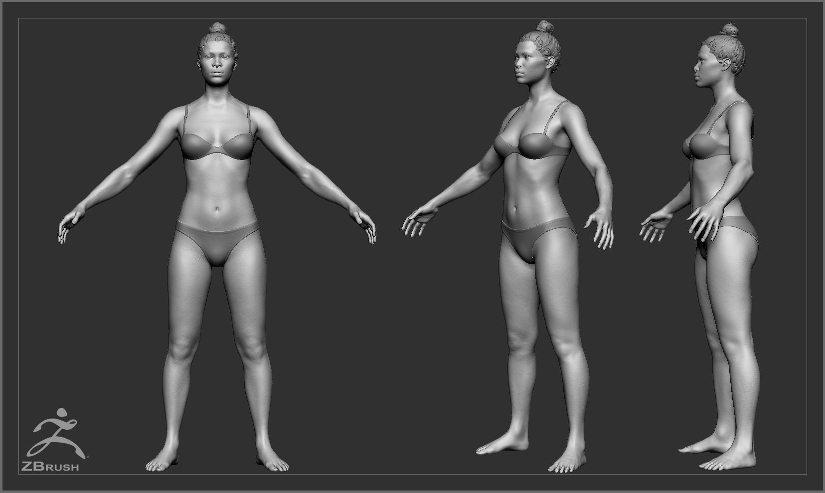 Average Black Female Body Low-poly 3D model_44