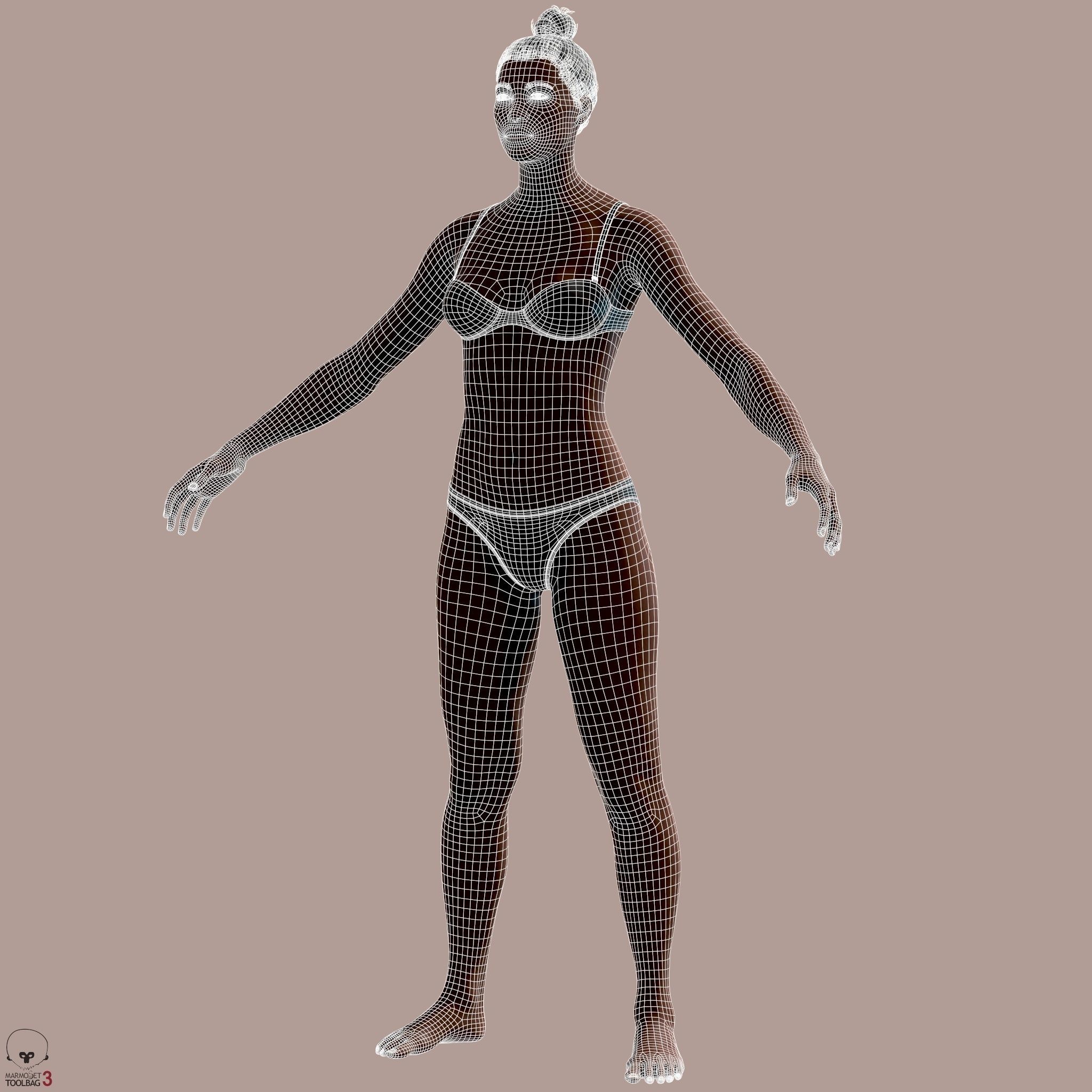 Average Black Female Body Low-poly 3D model_33