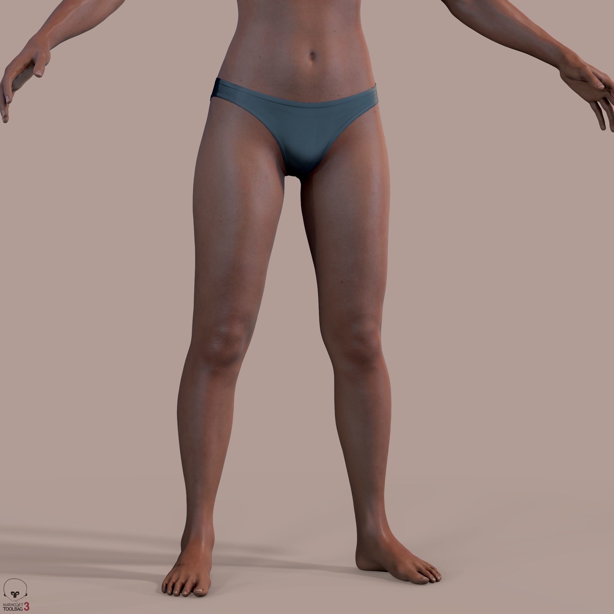 Average Black Female Body Low-poly 3D model_21