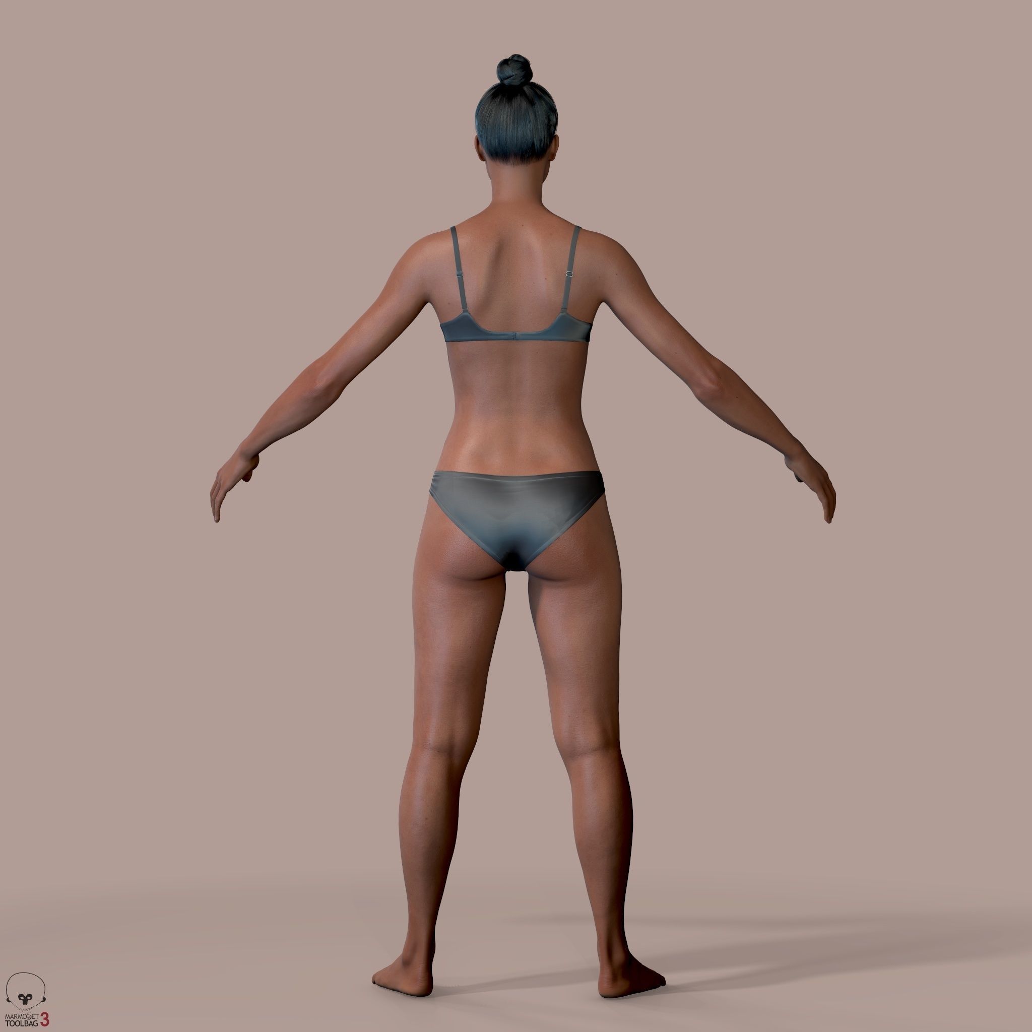 Average Black Female Body Low-poly 3D model_9