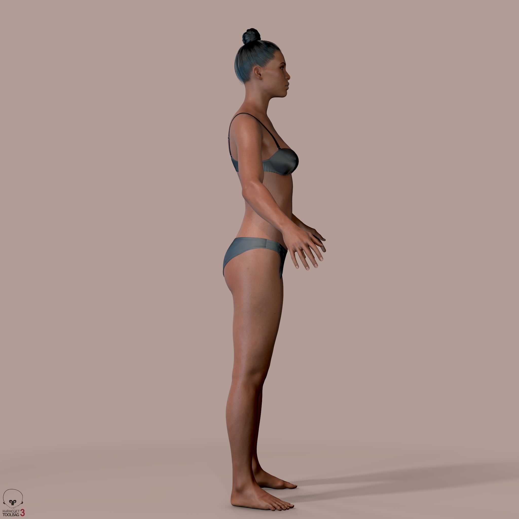 Average Black Female Body Low-poly 3D model_6