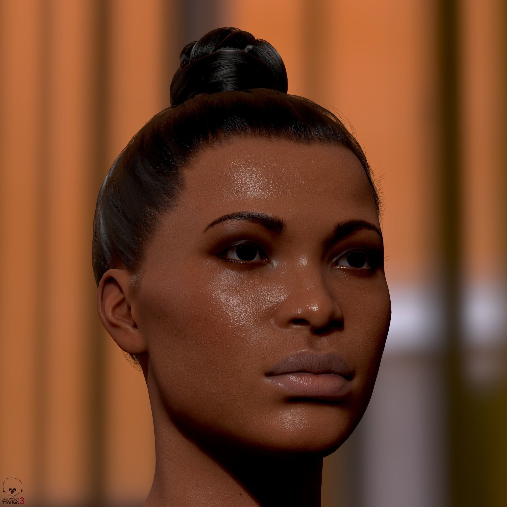 Average Black Female Body Low-poly 3D model_29