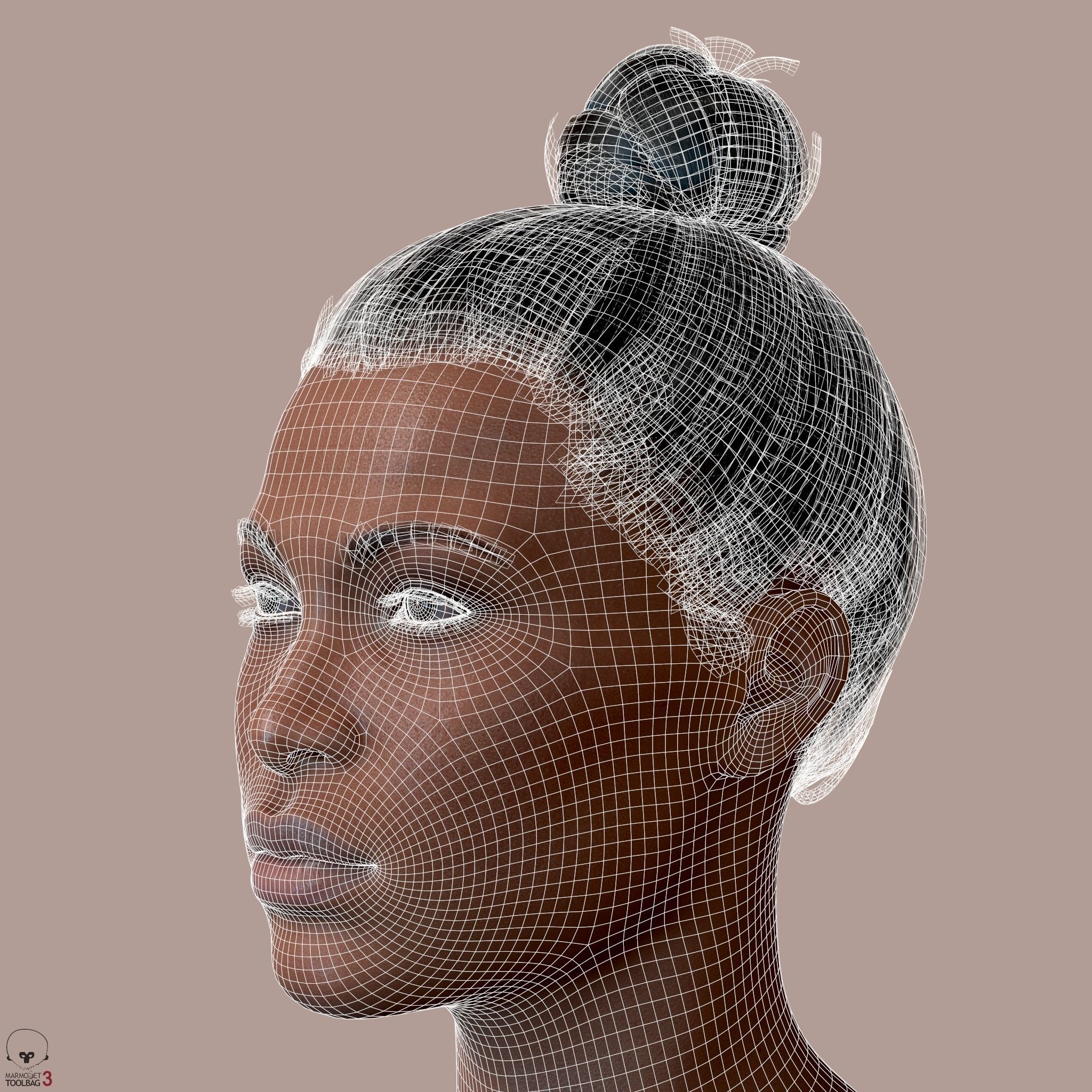 Average Black Female Body Low-poly 3D model_40