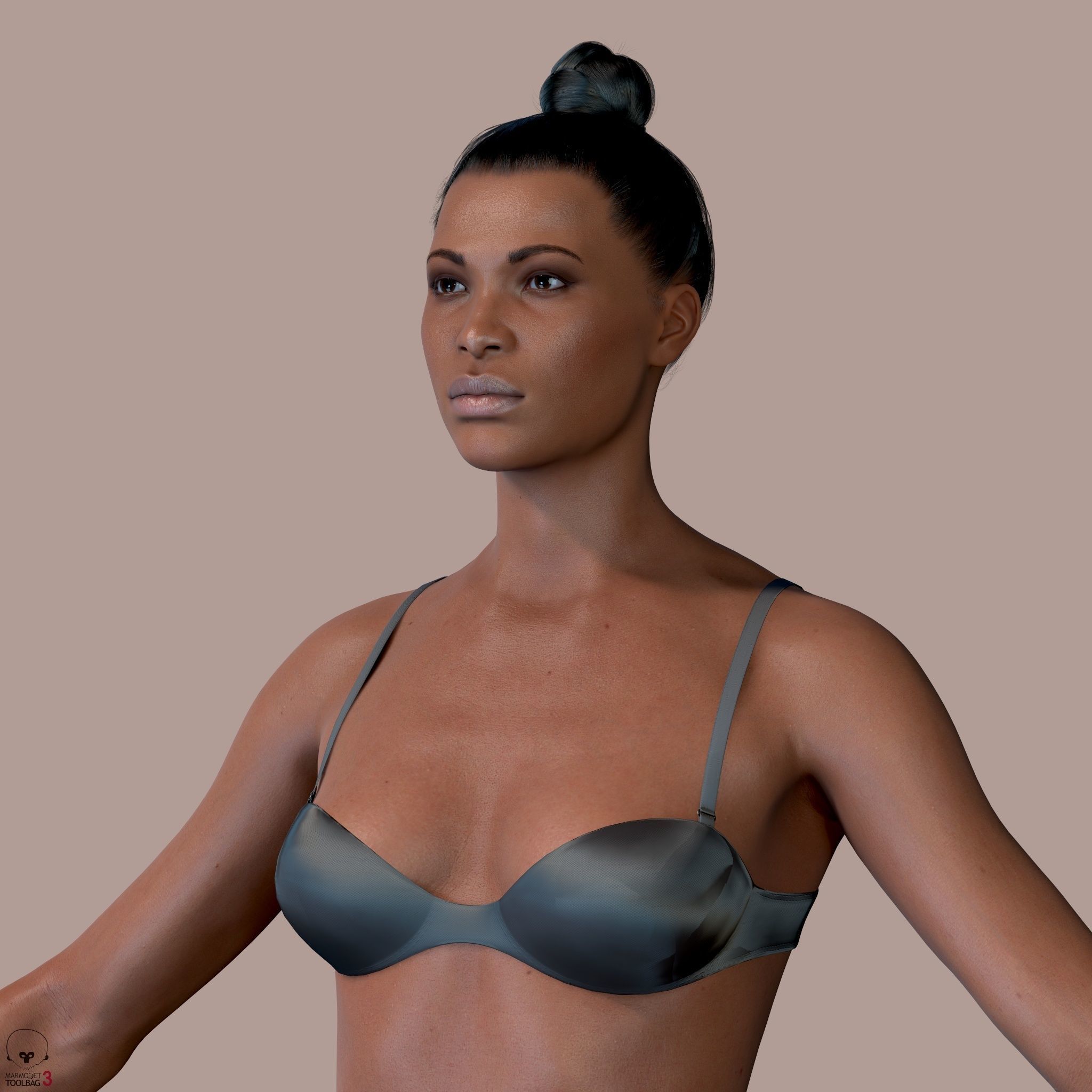 Average Black Female Body Low-poly 3D model_19