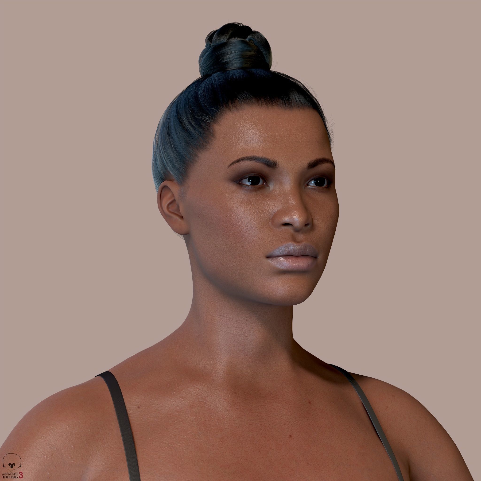 Average Black Female Body Low-poly 3D model_25