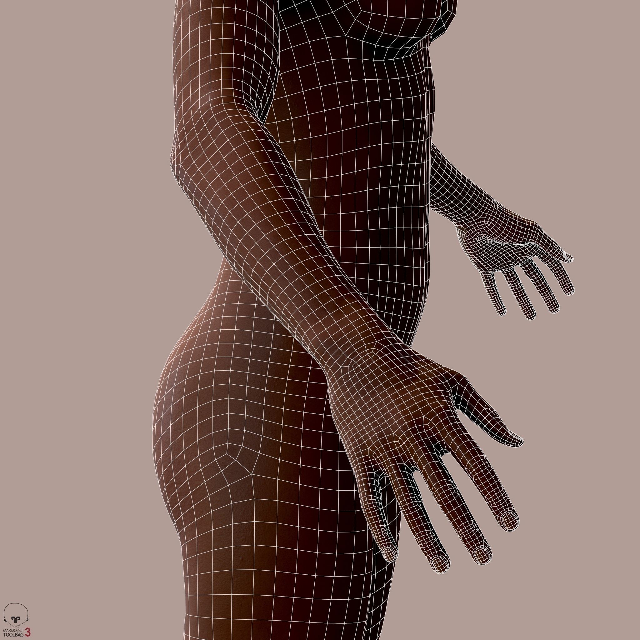 Average Black Female Body Low-poly 3D model_37