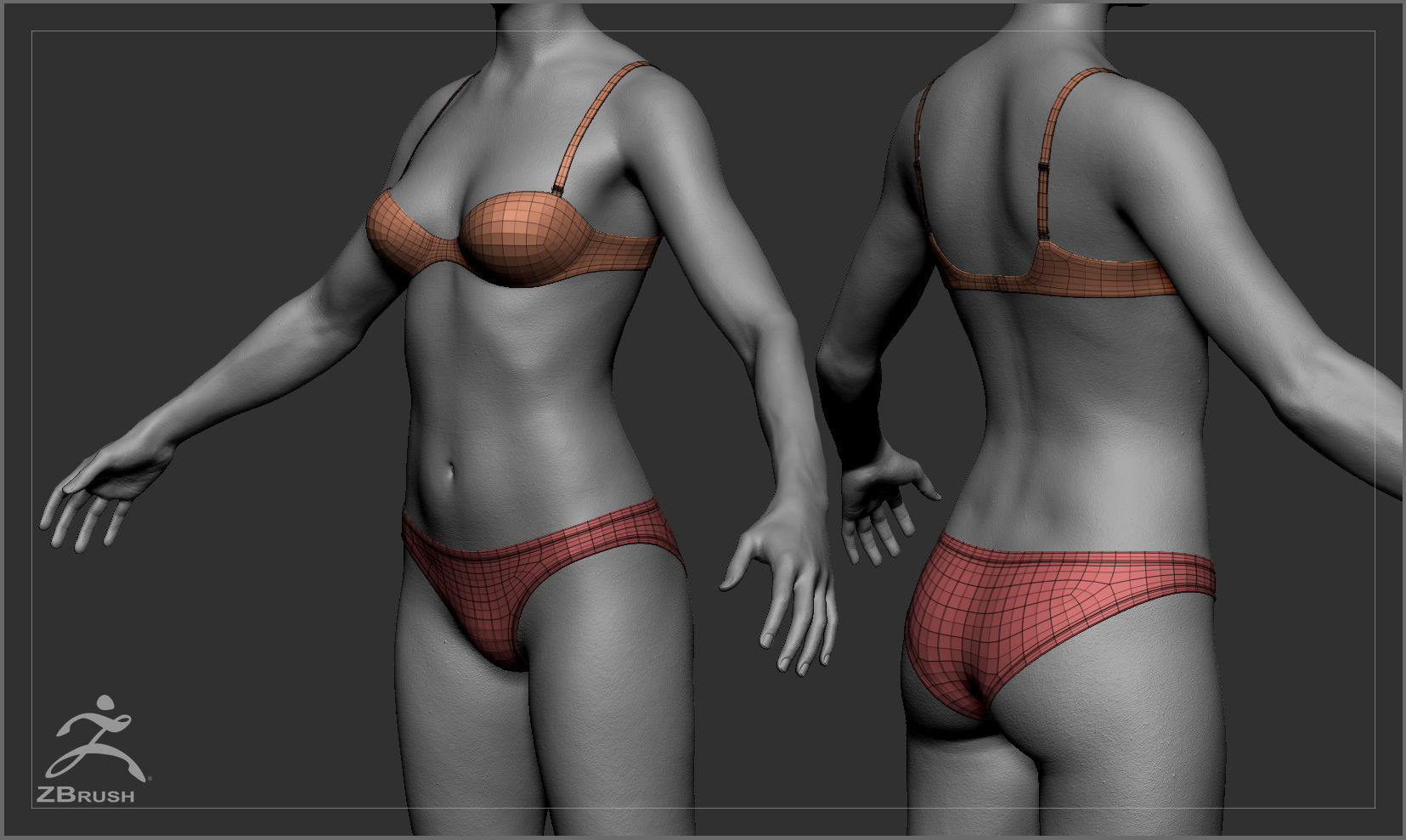 Average Black Female Body Low-poly 3D model_54