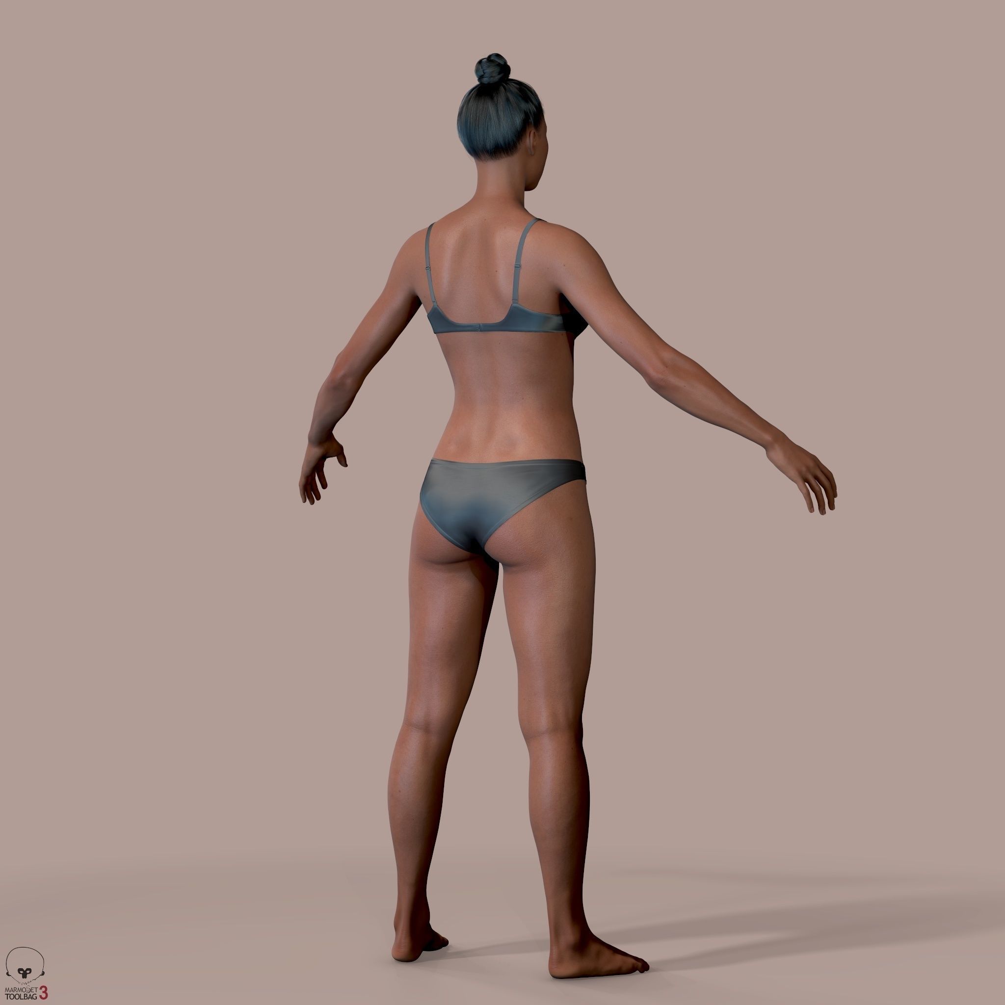 Average Black Female Body Low-poly 3D model_8