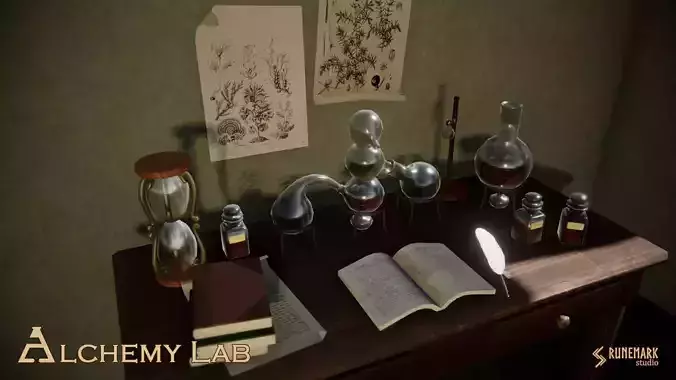 Medieval Alchemy Lab Low-poly 3D model