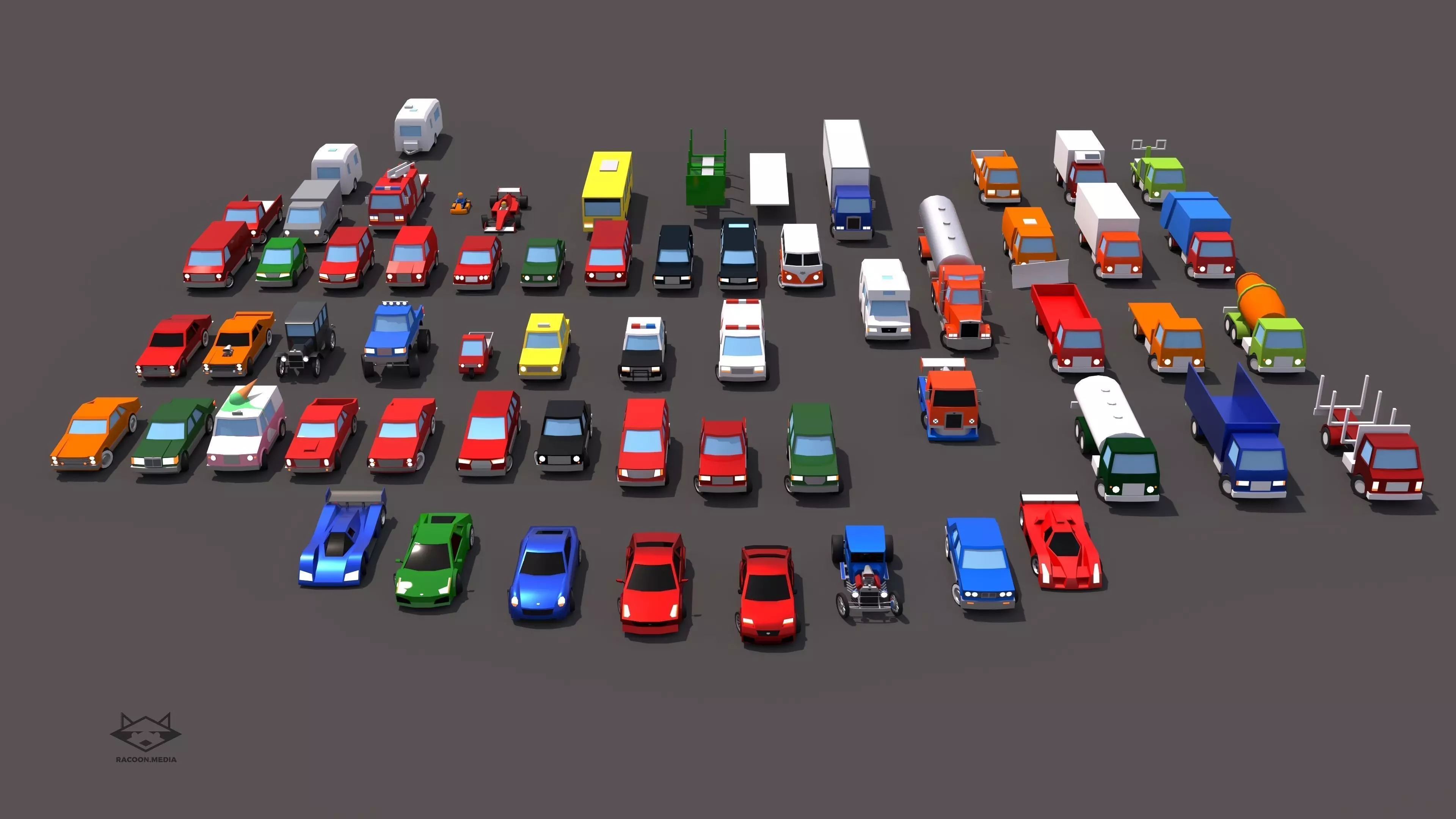 63 Lowpoly Vehicles Low-poly 3D model_0