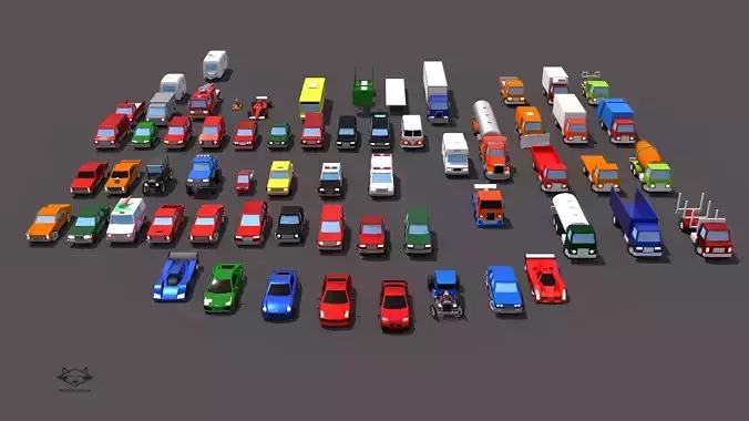 63 Lowpoly Vehicles Low-poly 3D model