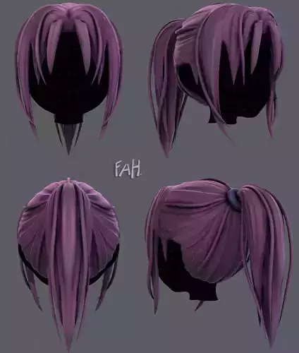 3D Hair style for girl V36 Low-poly 3D model