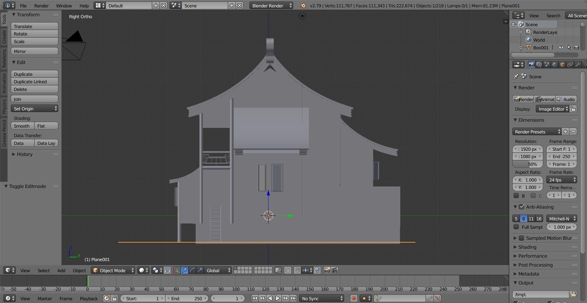 Old chinese building Low-poly 3D model_6