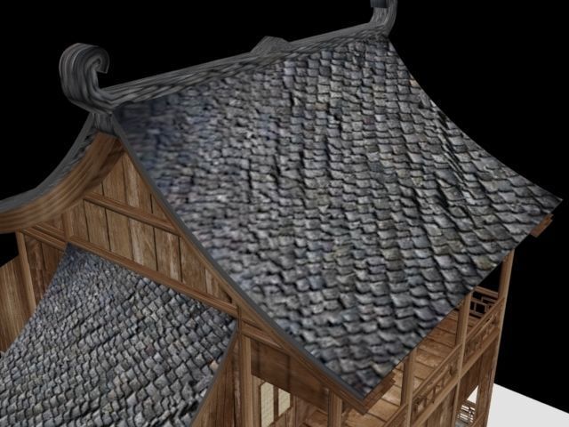 Old chinese building Low-poly 3D model_4