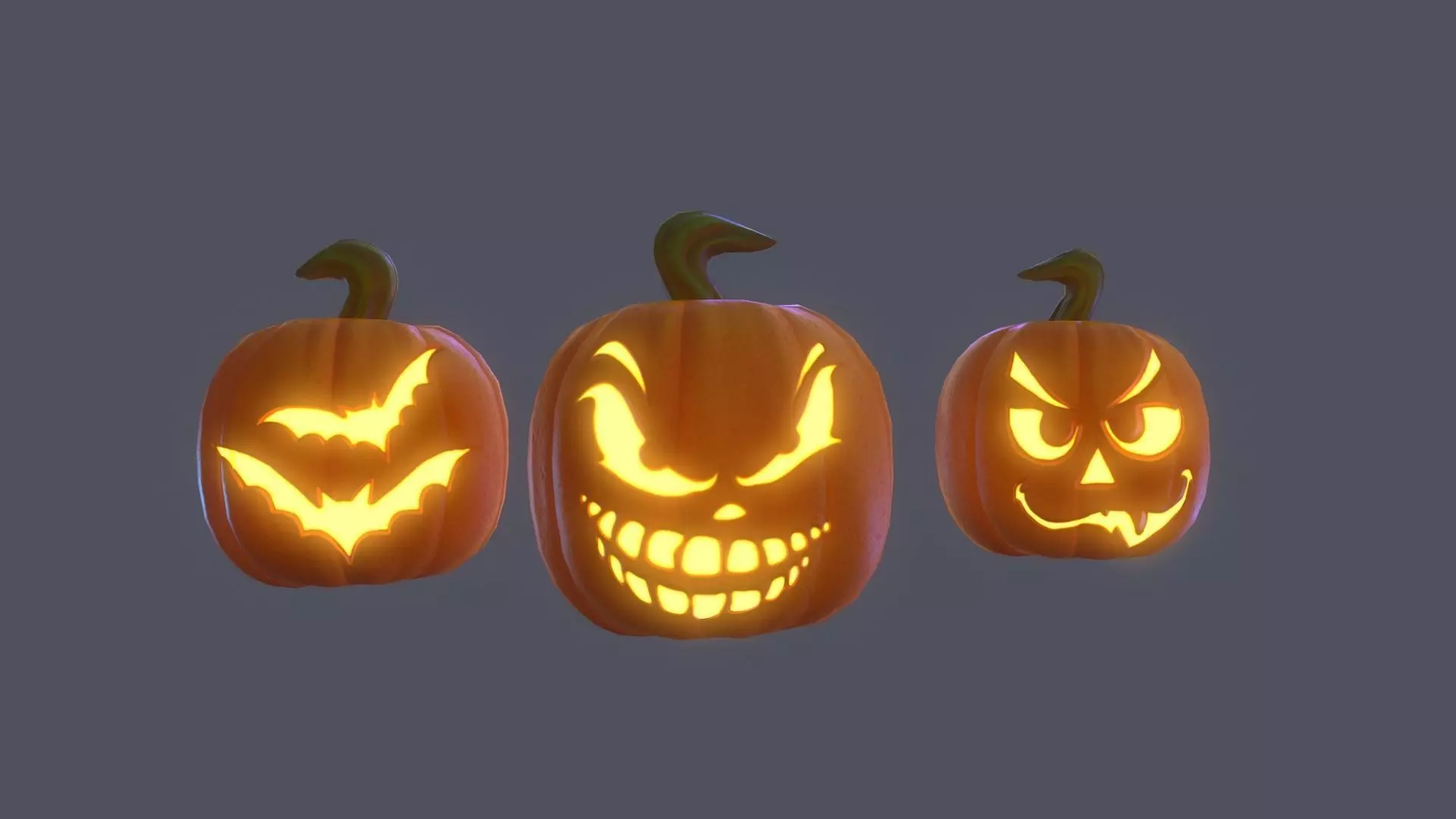 Halloween Pumpkins Pack PBR Low-poly 3D model_0