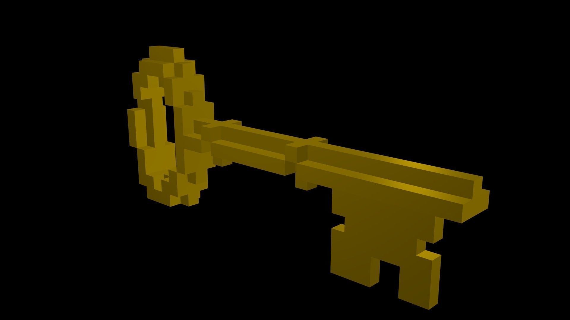 Classic Key voxel Low-poly 3D model_1