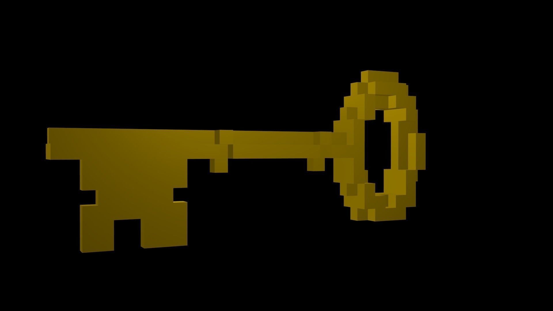 Classic Key voxel Low-poly 3D model_3