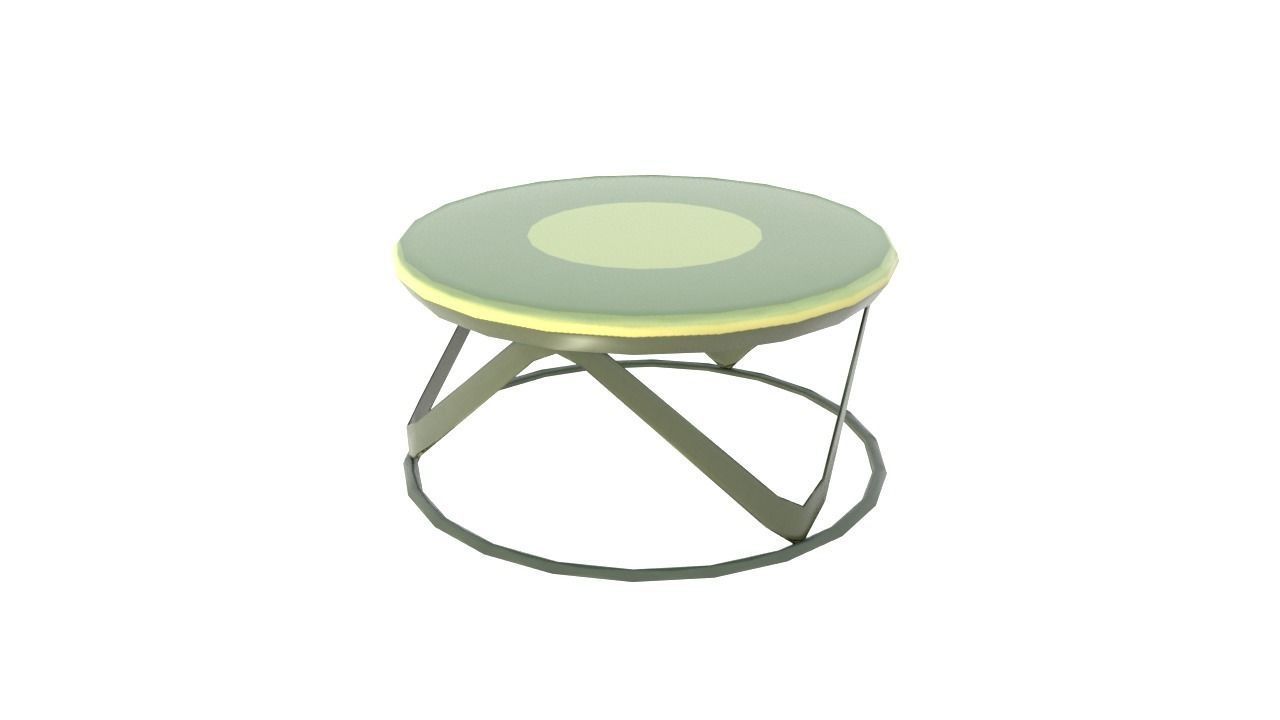 Table3 round side table with metal frame and glass top Low-poly 3D model_3