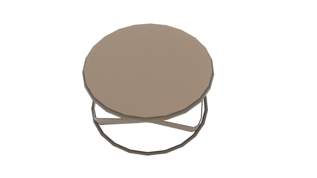 Table3 round side table with metal frame and glass top Low-poly 3D model_9