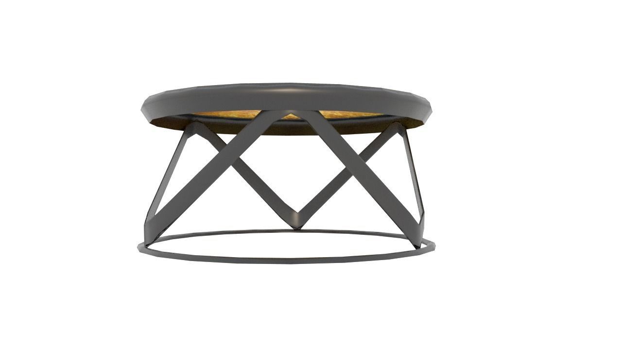 Table3 round side table with metal frame and glass top Low-poly 3D model_10