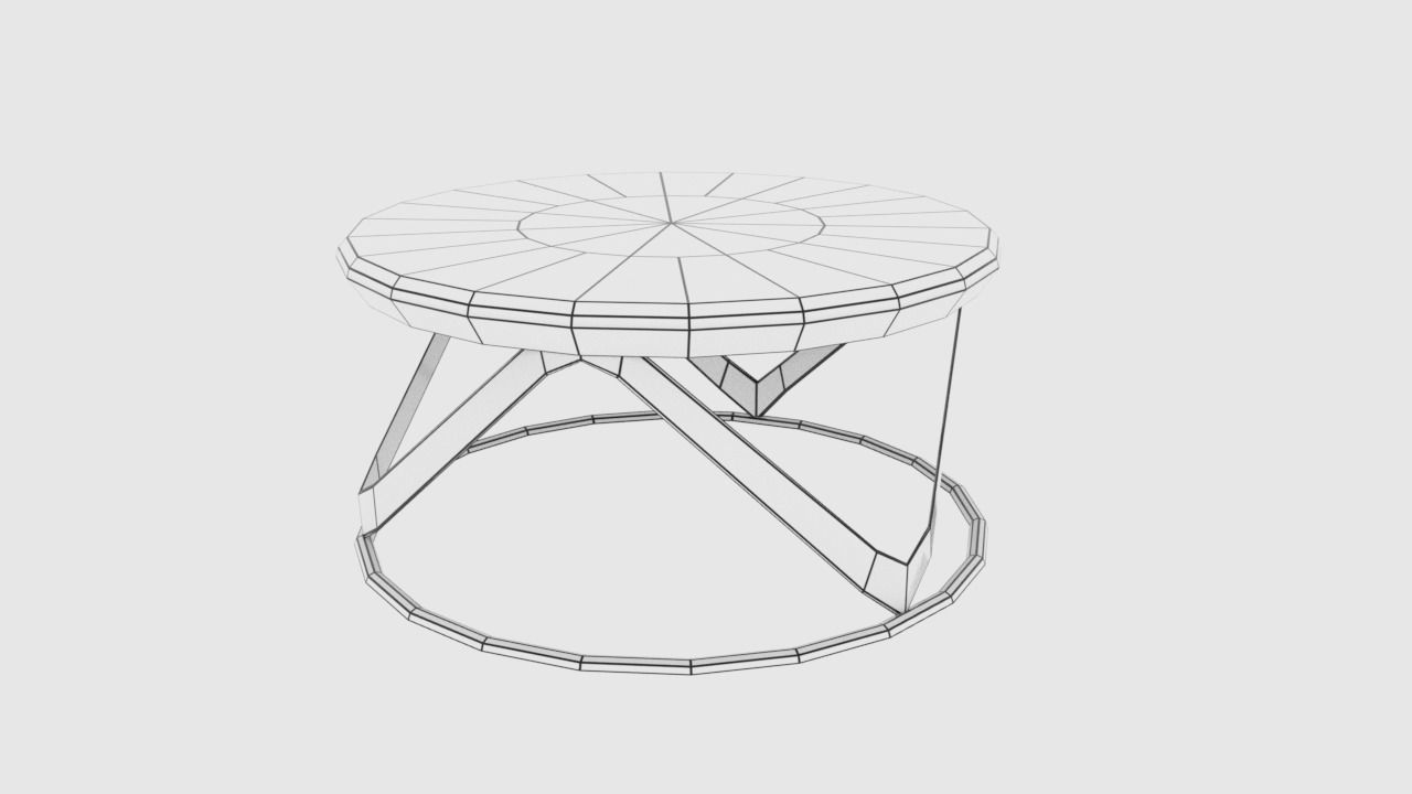 Table3 round side table with metal frame and glass top Low-poly 3D model_5