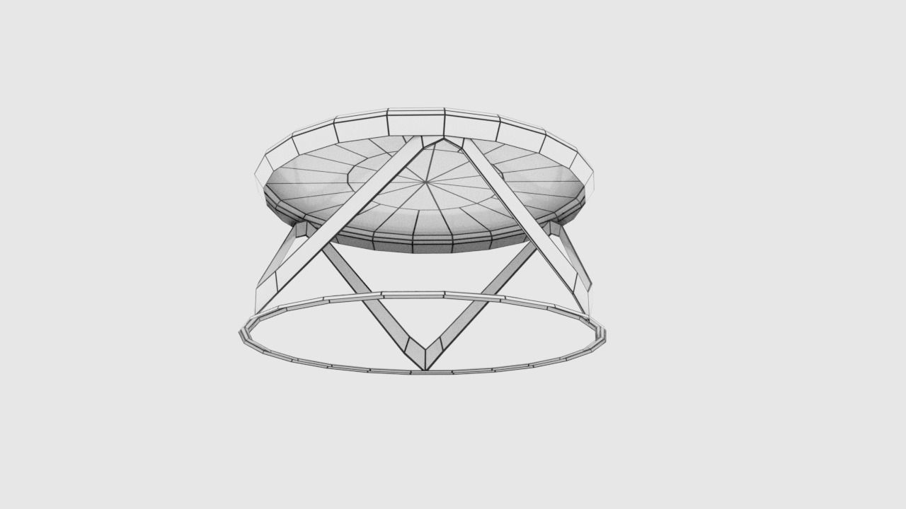 Table3 round side table with metal frame and glass top Low-poly 3D model_6