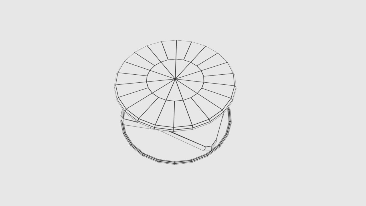 Table3 round side table with metal frame and glass top Low-poly 3D model_4