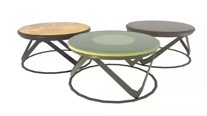 Table3 round side table with metal frame and glass top