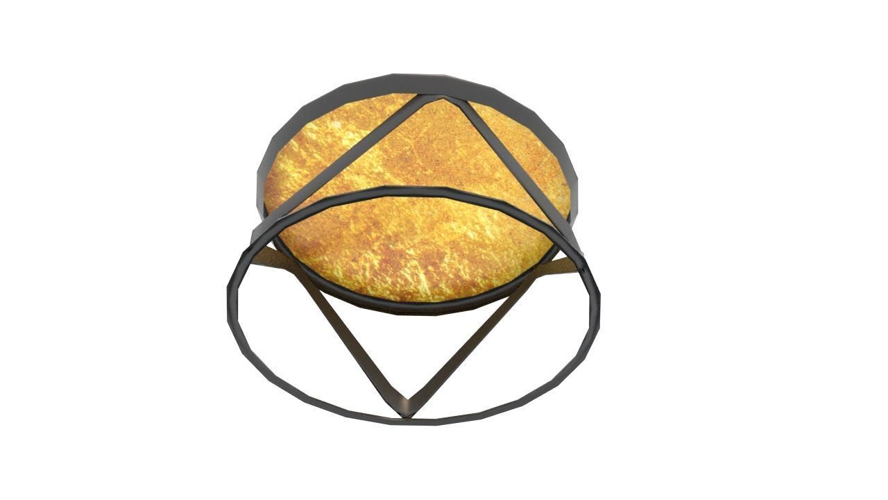 Table3 round side table with metal frame and glass top Low-poly 3D model_8