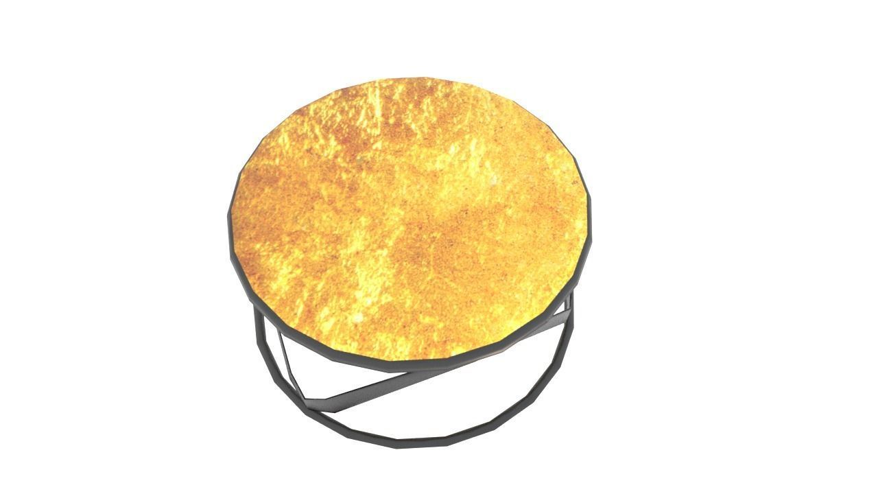 Table3 round side table with metal frame and glass top Low-poly 3D model_7