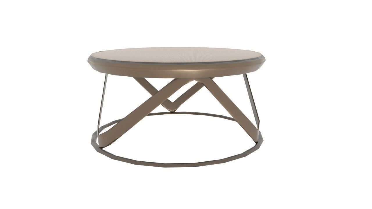 Table3 round side table with metal frame and glass top Low-poly 3D model_2