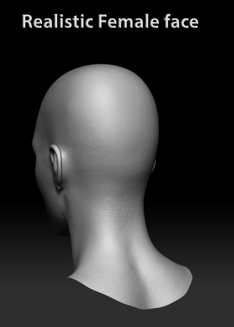 Female realistic face 3D model_3