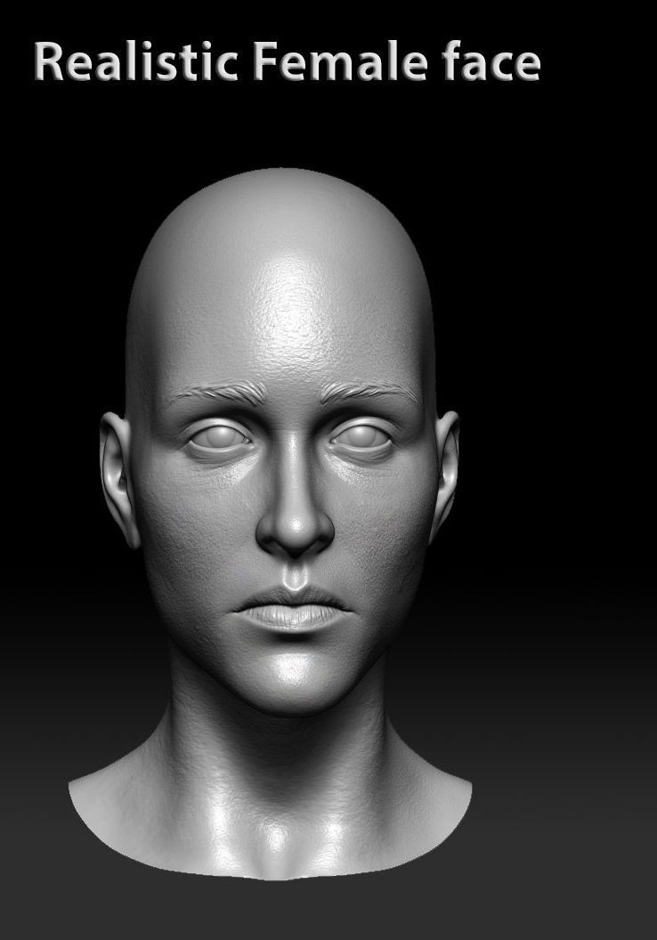 Female realistic face 3D model_7