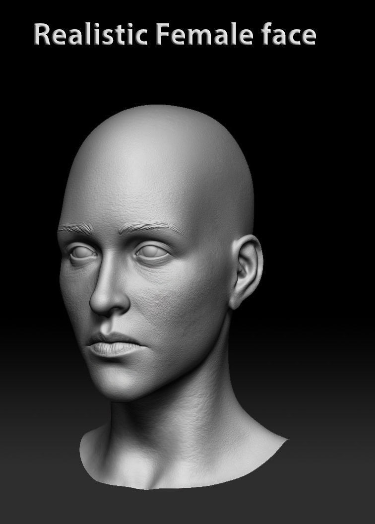 Female realistic face 3D model_1