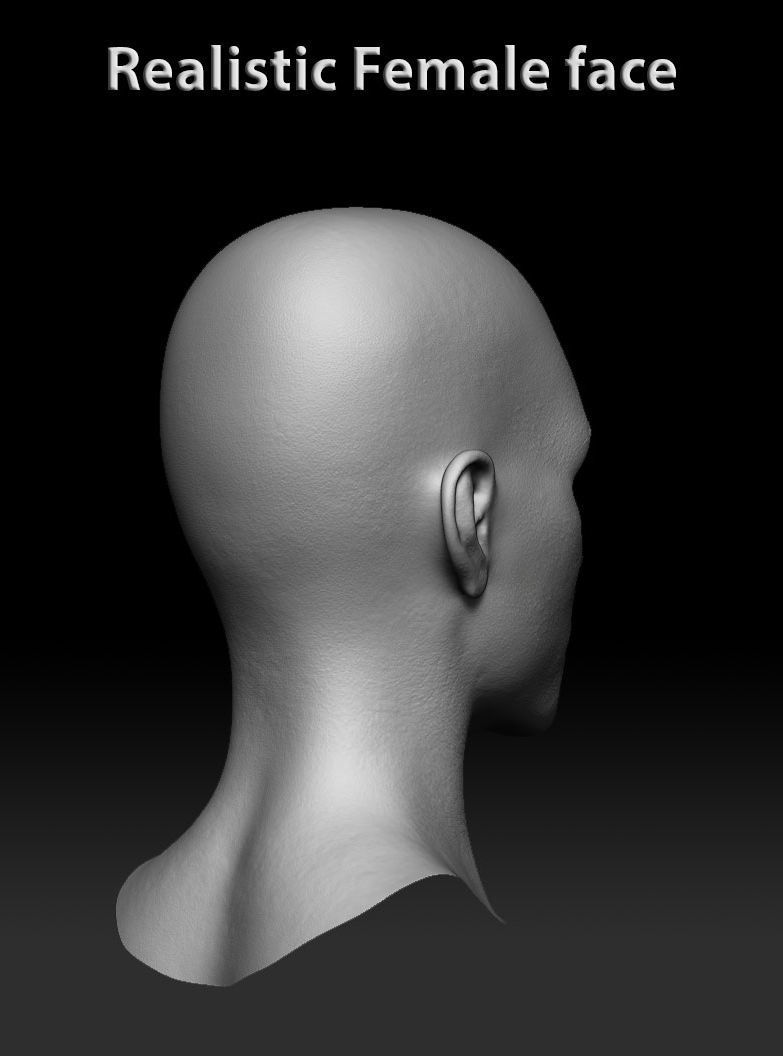 Female realistic face 3D model_4