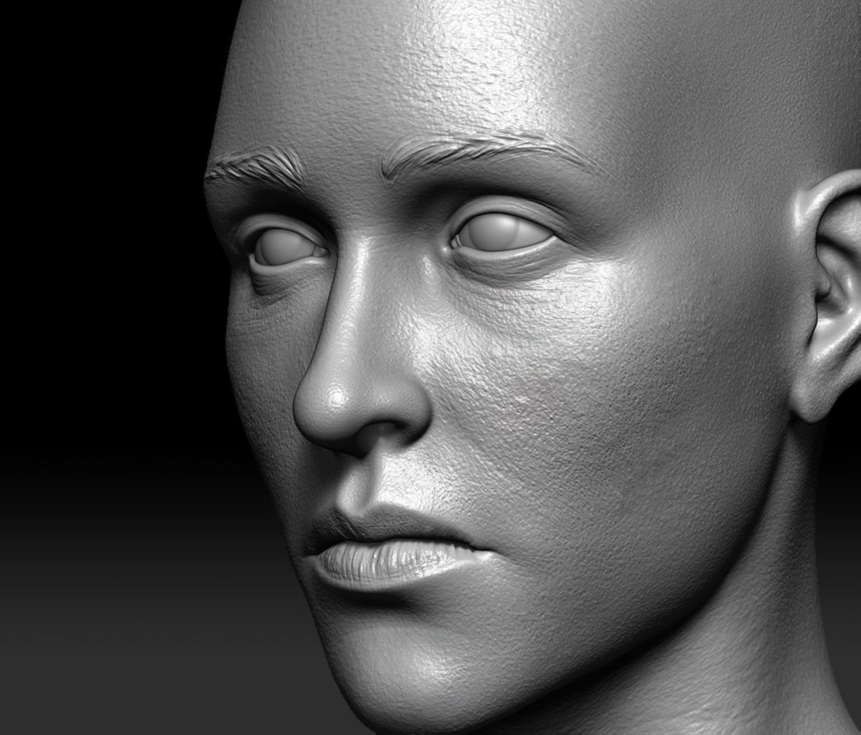 Female realistic face 3D model_12