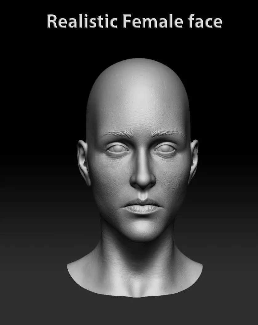 Female realistic face 3D model_0