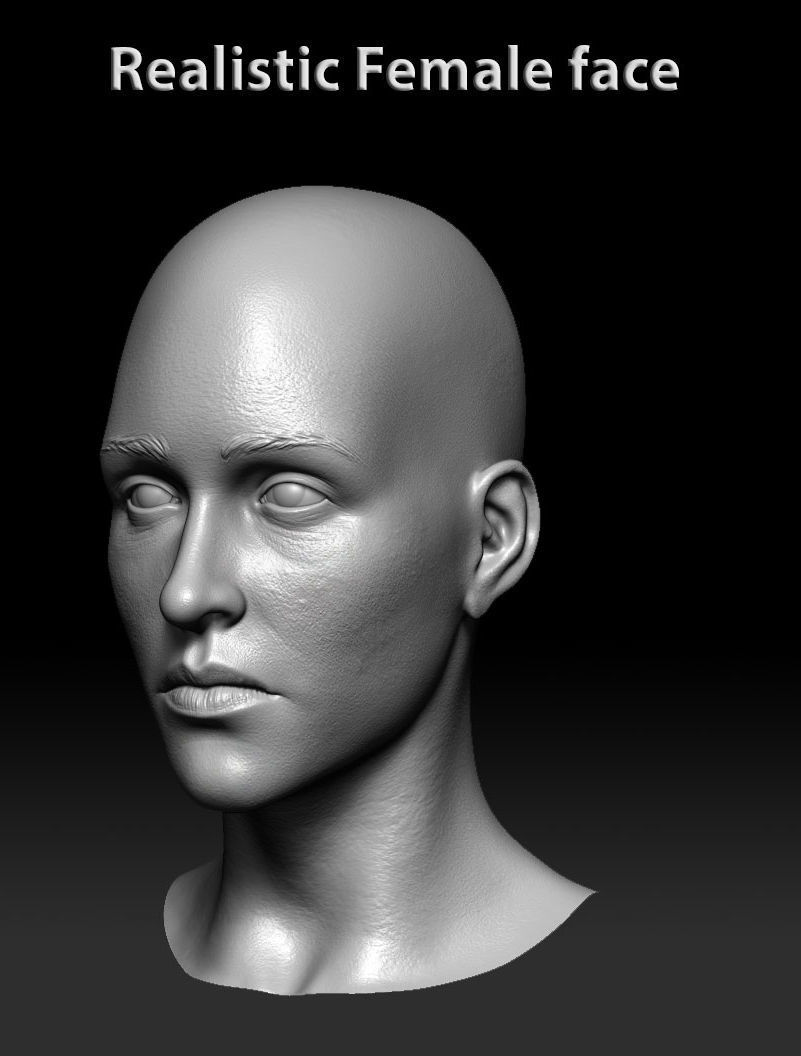 Female realistic face 3D model_9