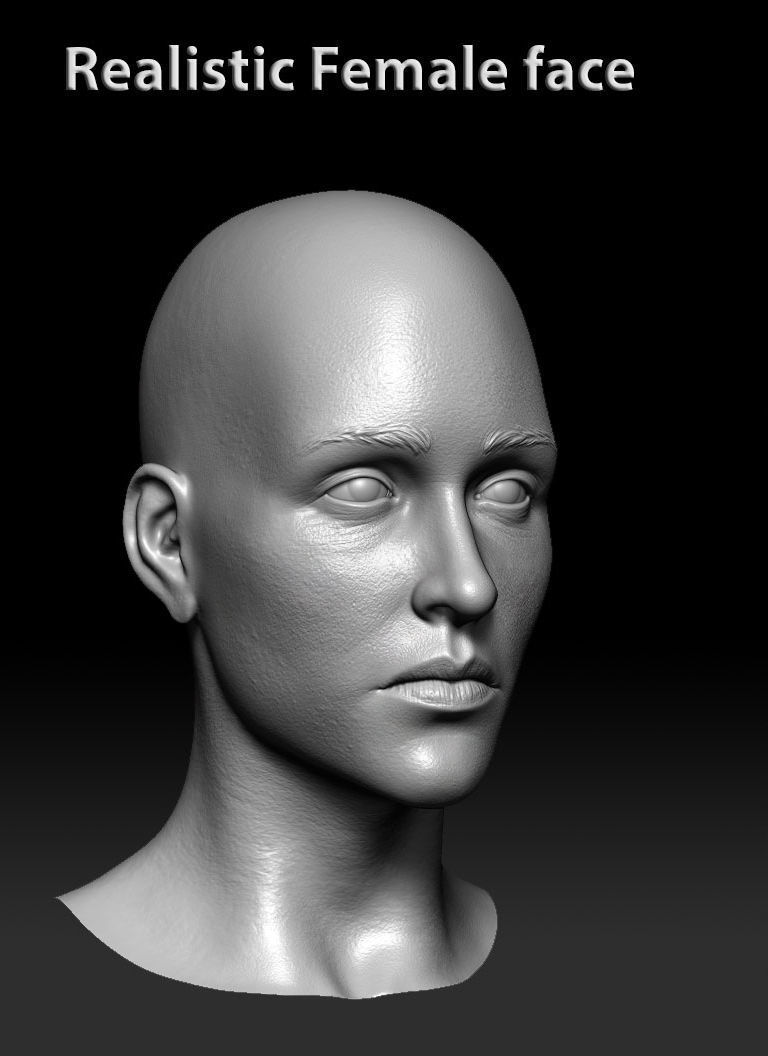 Female realistic face 3D model_8