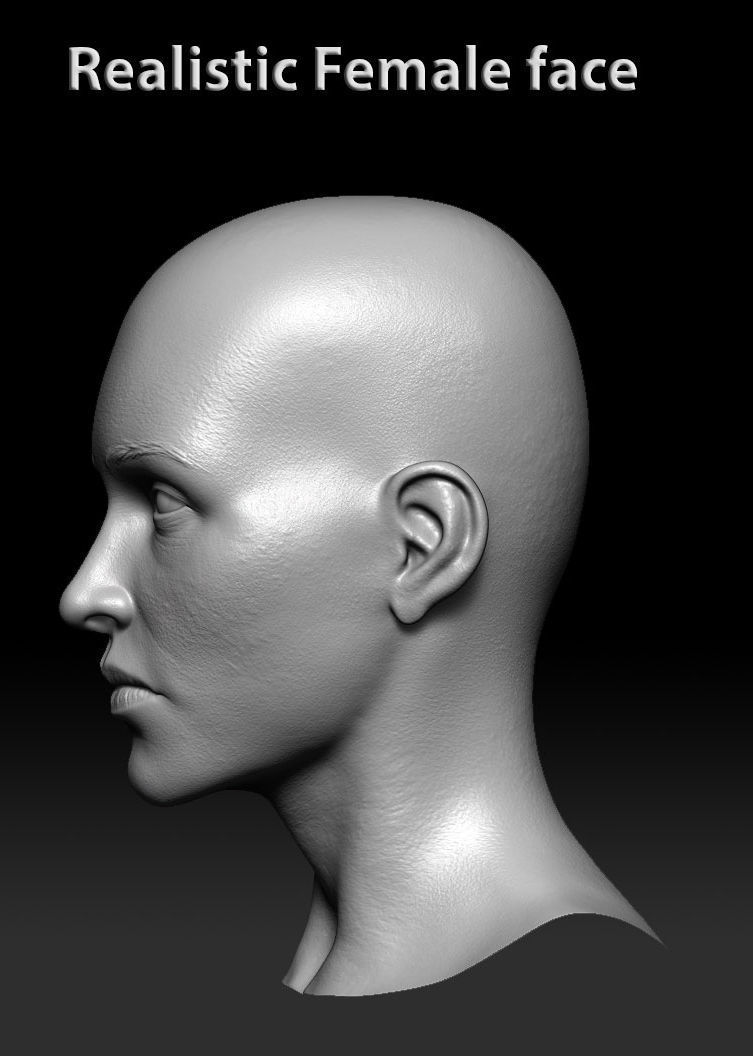 Female realistic face 3D model_10