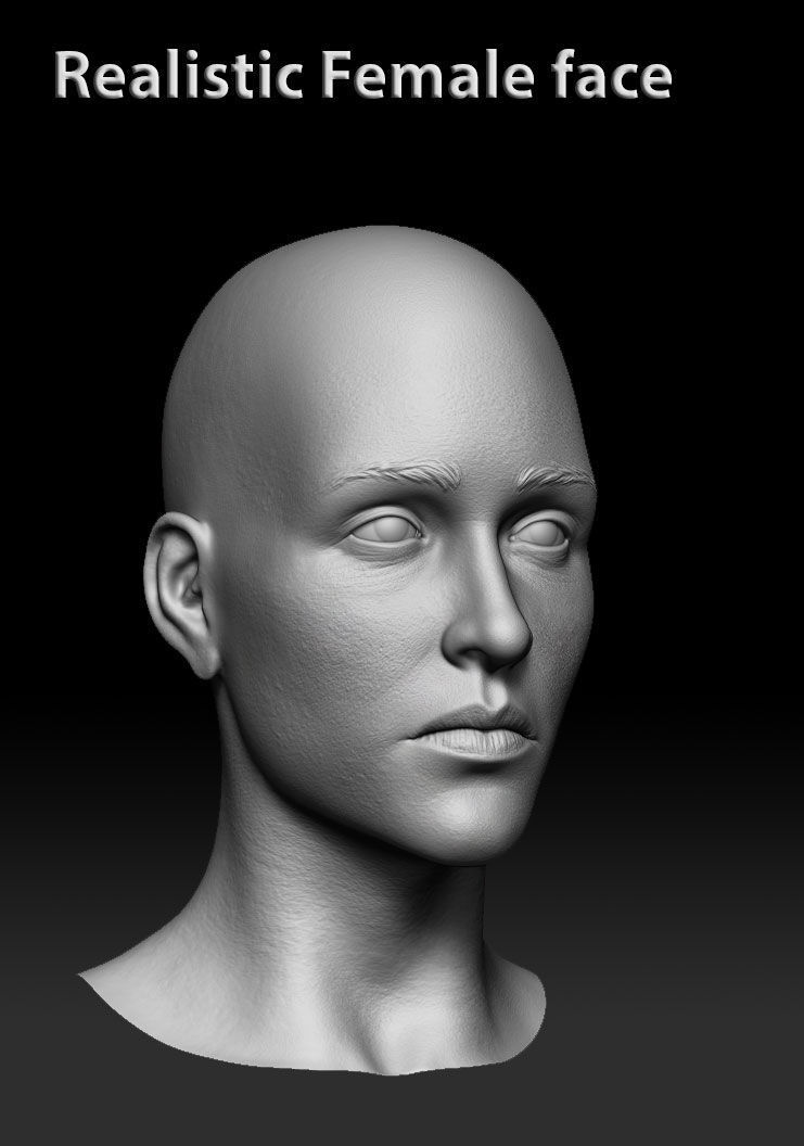 Female realistic face 3D model_6