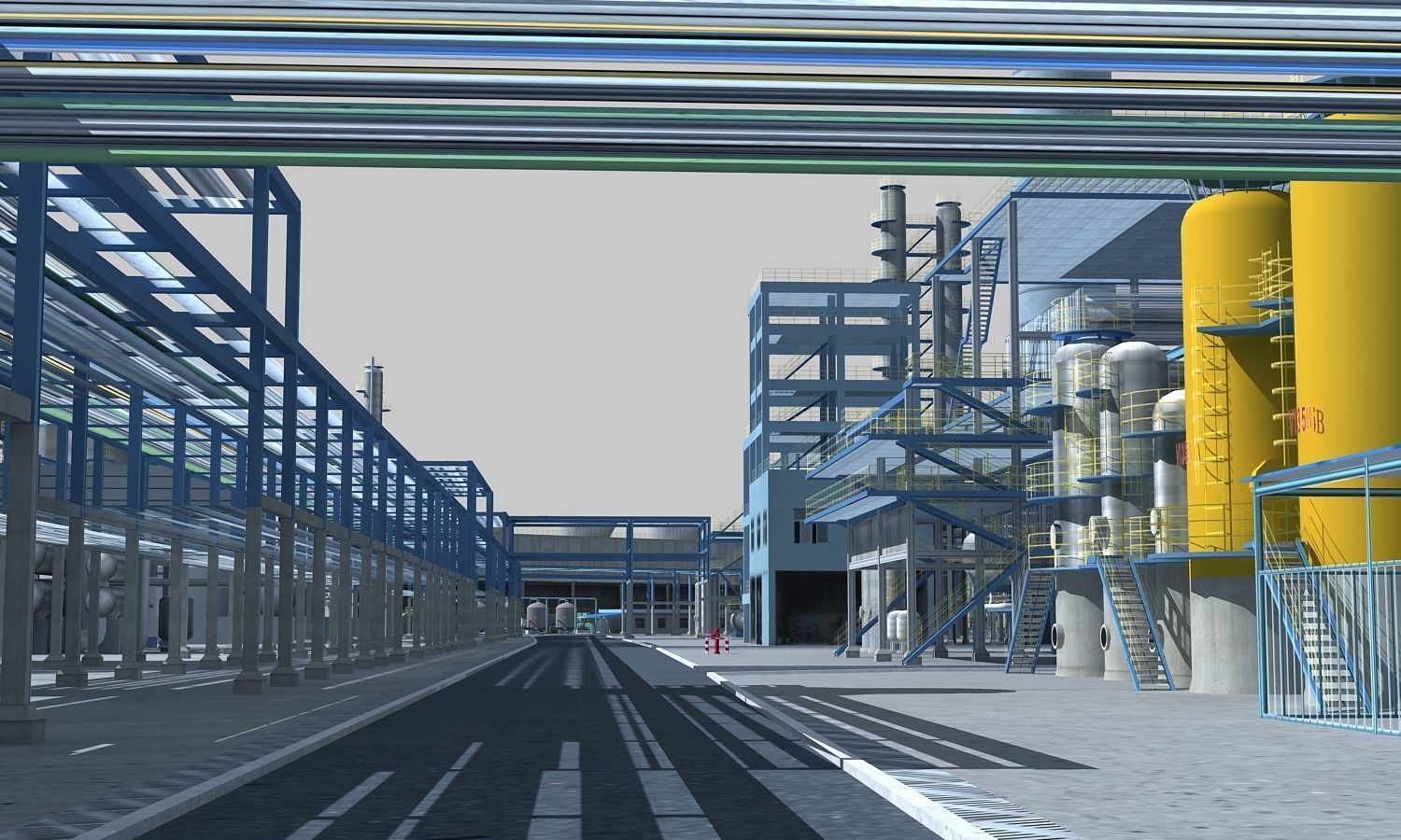 Complete Refinery Scene Low-poly 3D model_17