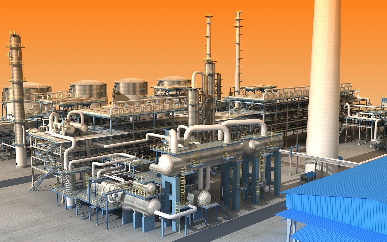 Complete Refinery Scene Low-poly 3D model_28