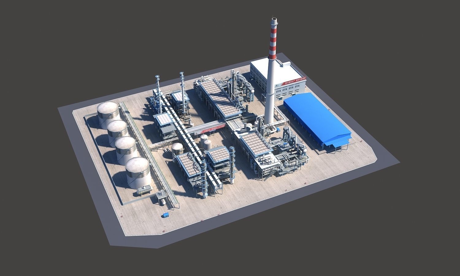 Complete Refinery Scene Low-poly 3D model_29