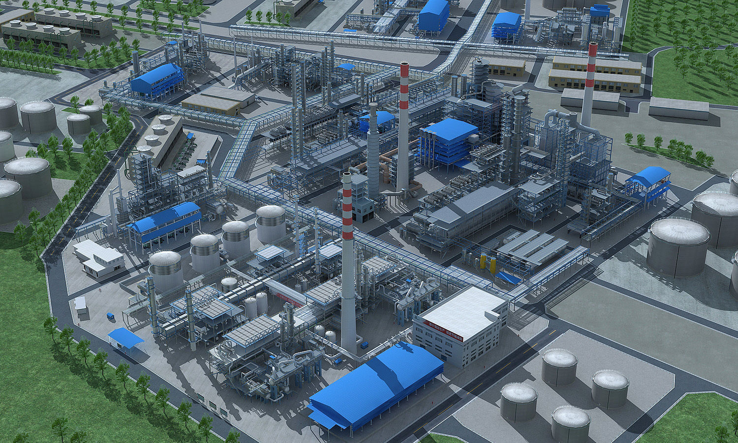 Complete Refinery Scene Low-poly 3D model_11